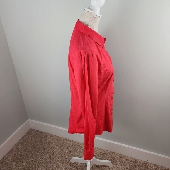 Moda International Long Sleeve Button Down Blouse Top Size Large Red - Picture 5 of 7